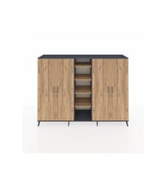 Hyperion Dolap 12 Raflı 4 Kapaklı 220x44x163 Antrasit-Çam