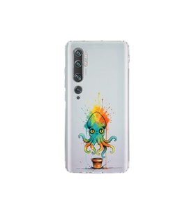 Xiaomi Mi Note 10 Pro ile uyumlu Splash ahtapot tasarımlı şeffaf silikon kılıf