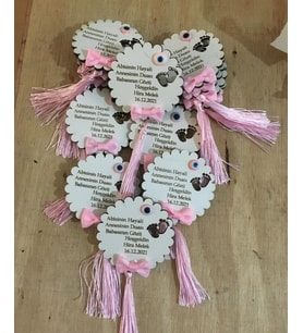 Kişiye Özel Ahşap Bebek Magneti (Ahşap) (Bej)