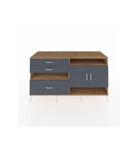 Kronos Konsol 4 Raflı 3 Çekmeceli 2 Kapaklı 176x59x99 Çam-Antrasit
