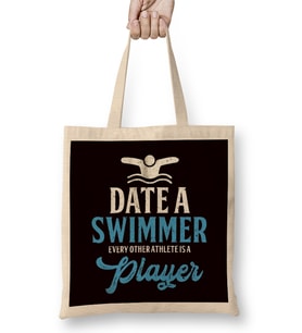 Funny Date Swimmer Athlete Player Swimming Pool Swim Coach Bez Çanta Uzun Saplı