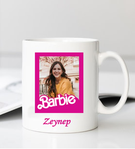 Kişiye Özel Fotoğraflı Barbie Tasarımlı Beyaz Kupa