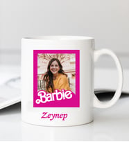 Kişiye Özel Fotoğraflı Barbie Tasarımlı Beyaz Kupa