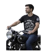 Aybaak Fit Gösteren Klasik Motorsiklet Baskılı Tişört (Siyah)