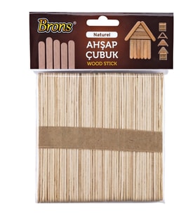 Brons Ahşap Dil Basma Çubuğu Abeslang Naturel Geniş 50`li Paket