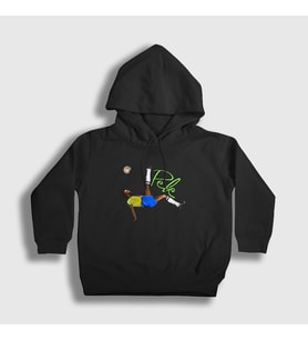 Presmono Unisex Çocuk Siyah Brasil Futbol Pele Kapüşonlu Sweatshirt 370432tt