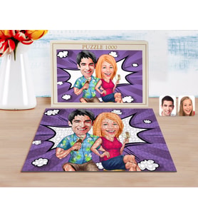 BK Gift Kişiye Özel Sevgililer Karikatürlü 1000 Parça Profesyonel Puzzle-51