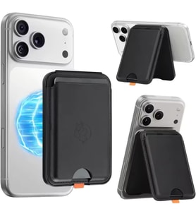 Manyetik Kartlık, iPhone 17/16 / 15/14 / 13/12 Serisi ile Uyumlu Mag-Safe Cüzdan, RFID Korumalı, 3 Kart Kapasiteli, Ayarlanabilir Stand, Güçlü Manyetik Tutuş, Siyah