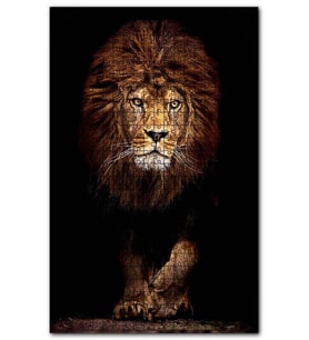 Cakapuzzle Karanlık Arkaplan Görkemli Erkek Aslan Puzzle Yapboz MDF (Ahşap) (120 Parça)