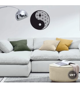 UNT Yaşam Çiçeği Yin Yang Duvar Dekoru - Süsü, Ahşap Dekoratif Tablo