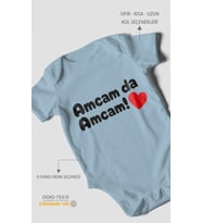 Amcam Da Amcam! Kısa Kollu Bebek Body %100 Pamuk