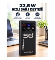 Mey İthalat® Yüksek Kapasiteli 50.000 mAh Powerbank 22,5 W Hızlı Şarj 4 Dahili Kablo LED Aydınlatma