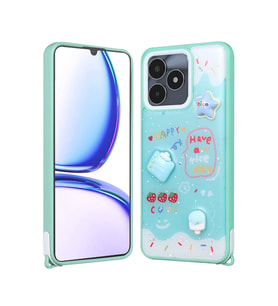 Realme C53 Uyumlu Kılıf Parlayan Simli Kabartma Figürlü Zore Cevze Kapak
