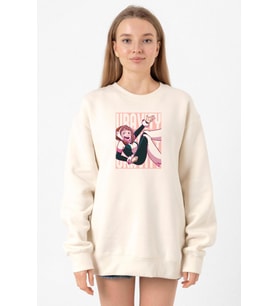 My Hero Academia Uravity Minimal Ekru Kadın 2ip Sweatshirt