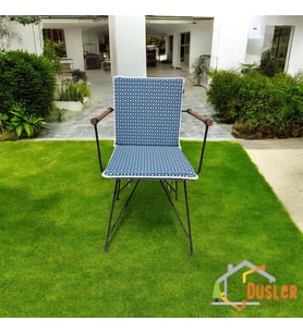 40*80 Duck Kumaş Petrol Mavisi Papatya Desenli 4 Cm lik Sırtlı Sandalye Minderi