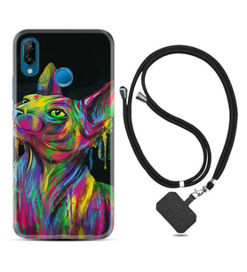 Huawei P20 Lite Mate 10 20 Lite Pro P40 Lite KılıfBoyun Askılı Silikon Color Cat 1754