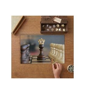 Kral - Piyonlar - Şah Mat Tasarımı 240 parça Ahşap Puzzle Ahşap Kutuda MP09771