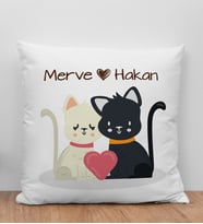 BK Gift Kişiye Özel Sevgili Evcil Hayvan Tasarımlı Beyaz Kırlent Yastık-4, Arkadaşa Hediye, Sevgiliye Hediye