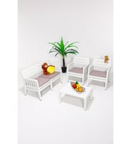 Lara 2+1+1+S Bahçe Takımı  Balkon - Bahçe - Teras  Mobilyası / Beyaz
