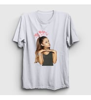 Presmono Unisex Beyaz Hearts Ariana Grande T-Shirt 152370tt