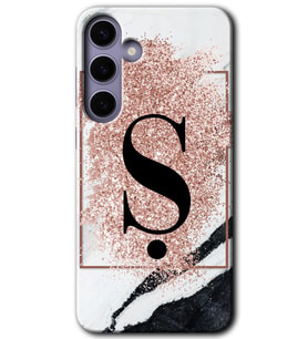 Galaxy S24 Kılıf HD Desen Baskılı Kılıf - Pembe Mermer Desenli Ş Harfi