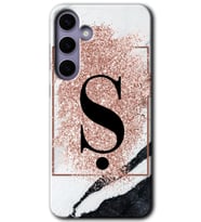 Galaxy S24 Kılıf HD Desen Baskılı Kılıf - Pembe Mermer Desenli Ş Harfi