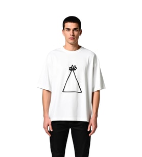 Erkek Oversize Tişört Çiçekli Parti Şapkası Minimal Sanat Baskısı Rahat Kesim Günlük Modern Şık