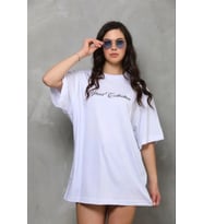 Baskılı T-Shirt Kısa Kol Bisiklet Yaka Regular Rahat Kalıp Günlük Tişört - Beyaz