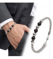 Moncuk Design Siyah Beyaz Çelik Top Ayarlanabilir Çelik Zincir Erkek Bileklik 33514B29D1