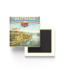 Retro Slovakya Bratislava Şehri Temalı Vintage Buzdolap Magneti – 9x9 cm