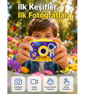Mini Çocuk Dijital Fotoğraf Makinesi Type-C Şarjlı HD Video Kamera 2.0 İnç TFT Renkli Ekran