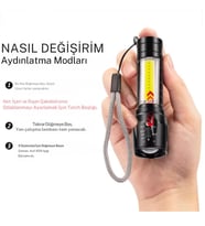 Mini Şarj Edilebilir LED El Feneri – 3 Modlu, Ayarlanabilir Zoom ve Suya Dayanıklı Hafif Tasarım!