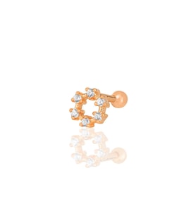 Gümüş rose zirkon taşlı simit modeli Tragus helix Piercing küpe SGTL12208ROSE