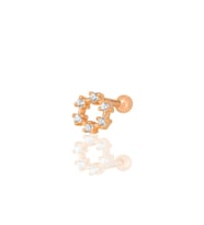 Gümüş rose zirkon taşlı simit modeli Tragus helix Piercing küpe SGTL12208ROSE