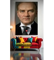 ATATÜRK PORTRESİ V2 Ev Duvar Salon Güzellik Salonu Ofis Dükkan Dekarasyon Kanvas Tablo (Çok Renkli)
