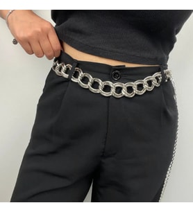 Kalın Halkalı Metal Zincir Kemer (Silver)