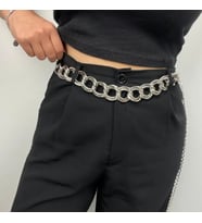 Kalın Halkalı Metal Zincir Kemer (Silver)