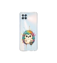 Oppo Reno 4 Lite ile Uyumlu Splash Kirpi Tasarımlı Şeffaf Silikon Kılıf