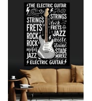 Elektro Gitar Yazı Sanatı Dekoratif Kanvas - Mdf Ahşap Tablo