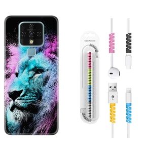 Tecno Camon 16 18P Pova 3 Pova Neo Kılıf Kablo Koruma Spiral Silikon Pink Blue Leon 1603