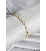 Pirinç Gold Renk Damla Model Zirkon Taşlı Kadın Bileklik - TJ-BB8406