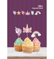Unicorn Kürdanlı Cupcake Süsü *20'li kalın Kağıt