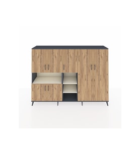Hyperion Dolap 13 Raflı 7 Kapaklı 220x44x163 Antrasit-Çam/Aytaşı