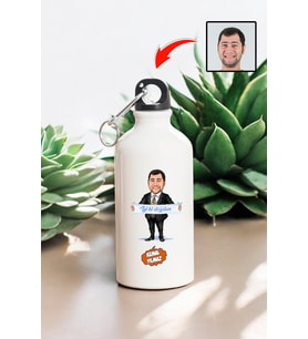 Erkek Kardeşe Doğum Günü Hediyesi Karikatürlü 600 ML Kapaklı Su Matarası