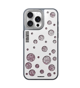 iPhone 14 Pro Max Kılıf M-safe Şarj Özellikli Şık Tasarım Renkli Benekli Kinetik Boncuklu Kılıf (Beyaz)