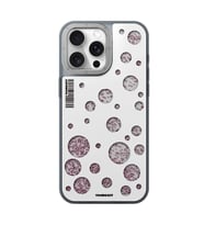 iPhone 14 Pro Max Kılıf M-safe Şarj Özellikli Şık Tasarım Renkli Benekli Kinetik Boncuklu Kılıf (Beyaz)