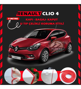 Renault Clio 4 Oto Araç Kapı Koruma Fitili 5metre Parlak Kırmızı Renk