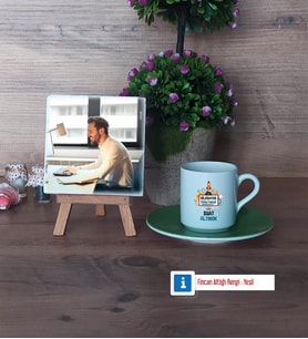 Bilgisayar Öğretmeni Fotoğraflı Dekoratif Taş, Ahşap Altlıklı Türk Kahvesi Fincanı Hediye Öğretmenler Günü Hediyesi (Model 9)