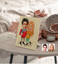 BK Gift Kişiye Özel Sevgililer Karikatürlü Dekoratif Ahşap Çerçeve Model 107