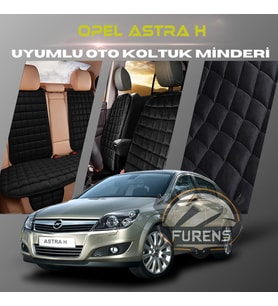Opel Astra H Siyah Renk Tay Tüyü Cepli & Terletmez Sırtlı Oto Koltuk Minder Seti - Koltuk Koruma Kılıfı (ÖN & ARKA TAM SET)